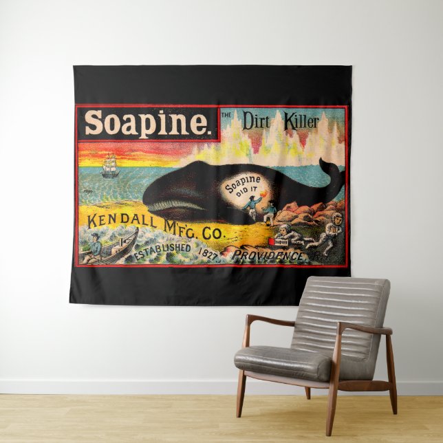 Victorian trade card Soapine the Dirt Killer print Tapestry (In Situ (Horizontal))