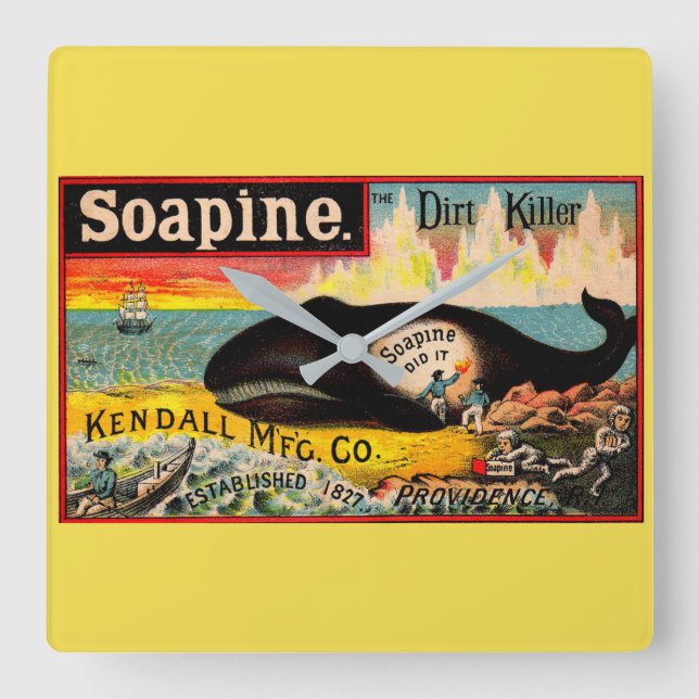 Victorian trade card Soapine the Dirt Killer Square Wall Clock (Front)