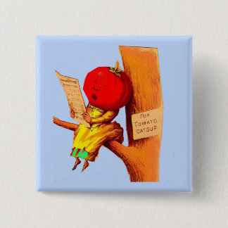 Victorian trade card tomato head woman button