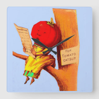 Victorian trade card tomato head woman square wall clock