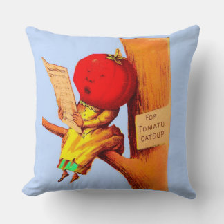 Victorian trade card tomato head woman throw pillow