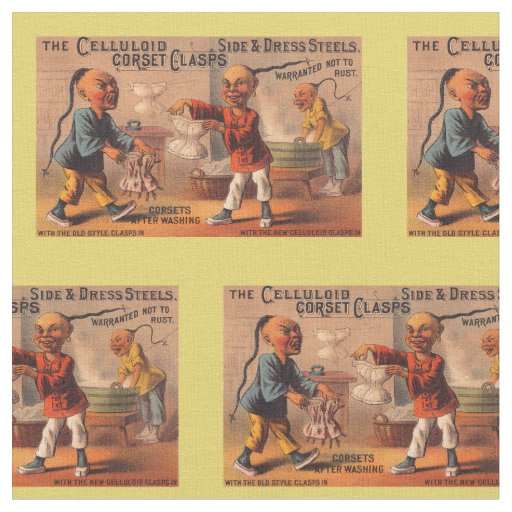 Victorian tradecard celluloid corset clasps fabric