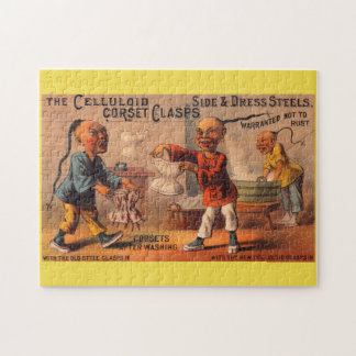 Victorian tradecard celluloid corset clasps jigsaw puzzle