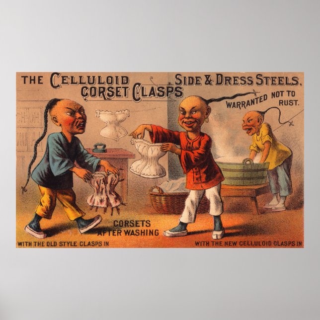 Victorian tradecard celluloid corset clasps poster (Front)