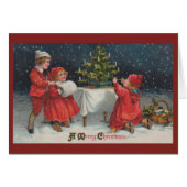 Victorian Tree Decorating Christmas Greeting Card (Front Horizontal)