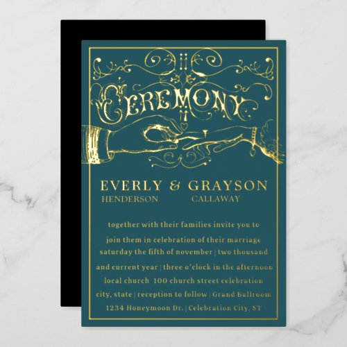 Victorian Typography I Do Gold Wedding     Foil Invitation