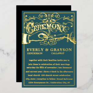 Victorian Typography I Do Gold Wedding Foil Invitation
