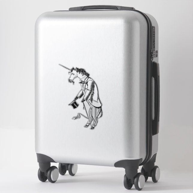 Victorian Unicorn Engraving Sticker (Suitcase)