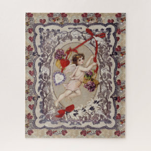 Victorian Valentine Angel Red Heart Jigsaw Puzzle