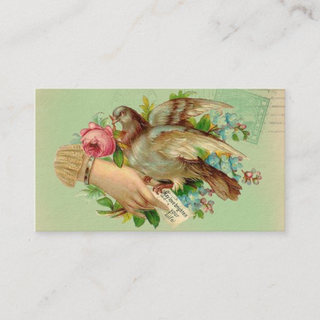 Victorian Valentine Bird and rose Business Card (Front)