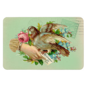 Victorian Valentine Bird and rose Magnet