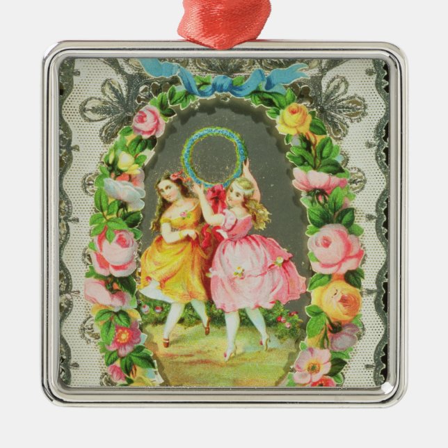 Victorian Valentine Card Metal Ornament (Front)
