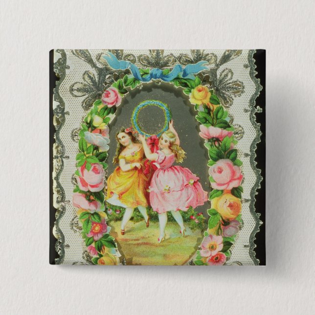 Victorian Valentine Card Pinback Button (Front)