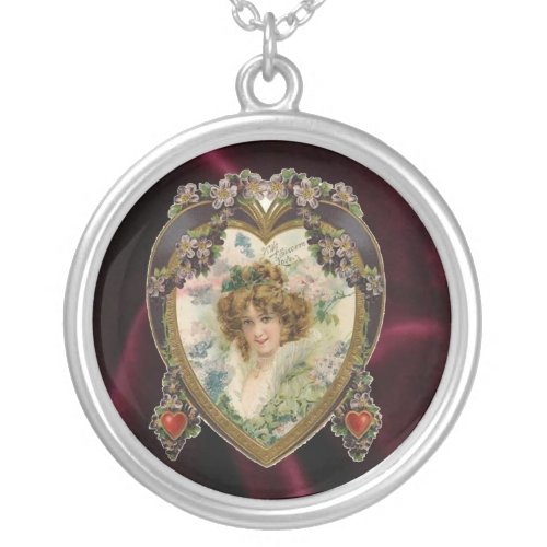 Victorian Valentine I Love You Sincerely Silver Plated Necklace