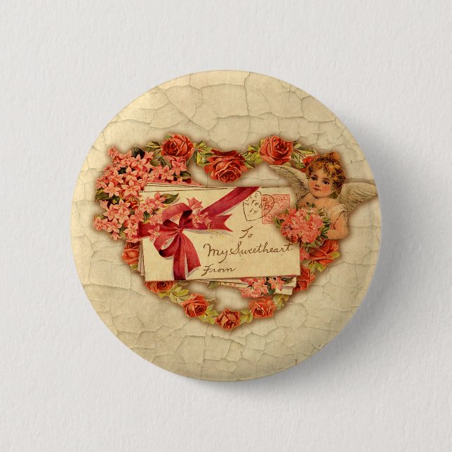 Victorian Valentine Pinback Button (Front)