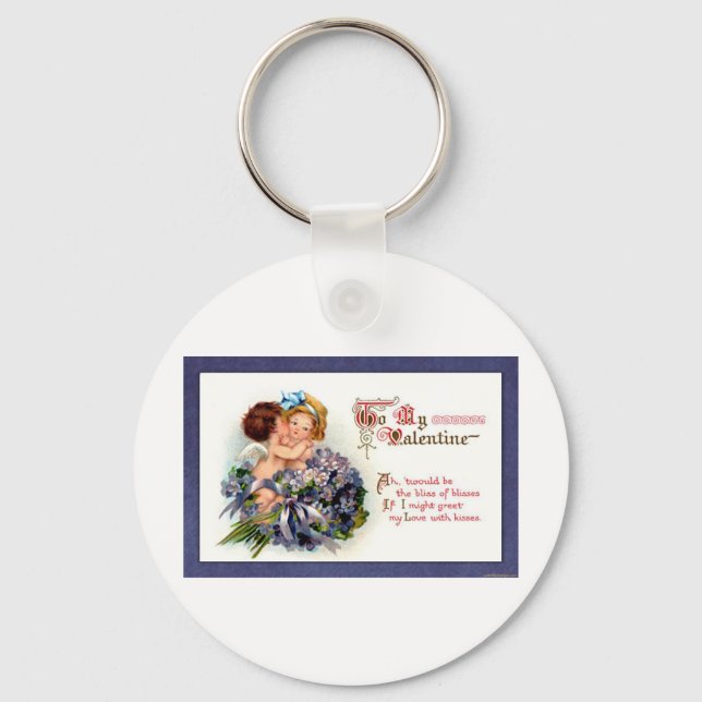 Victorian Valentine "The Bliss of Kisses"  Gifts Keychain (Front)