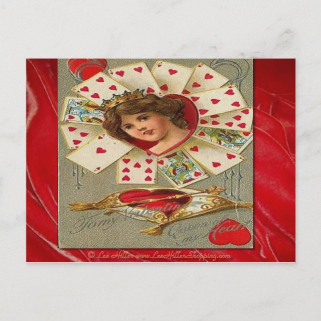 Victorian Valentine The Queen Of Hearts Holiday Postcard (Front)