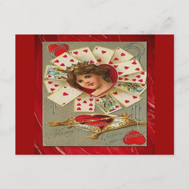 Victorian Valentine The Queen Of Hearts Holiday Postcard (Front)