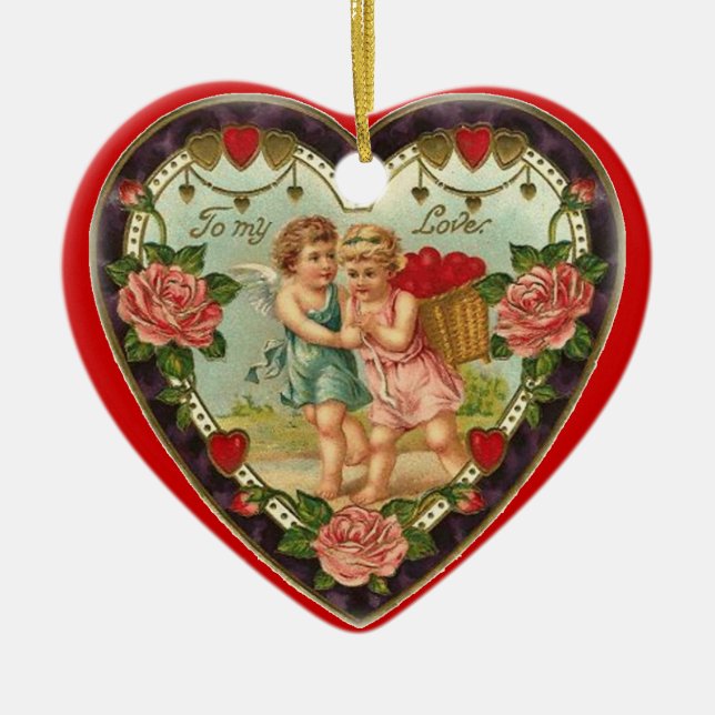 Victorian Valentine To My Love Ceramic Ornament (Front)