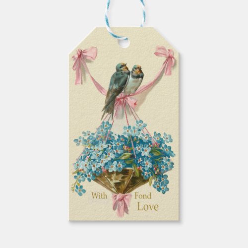 Victorian Valentines Birds  Forget Me Nots Gift Tags