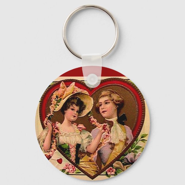 Victorian Valentines Couple Keychain (Front)