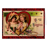 Victorian Valentines Couple with Verse Card