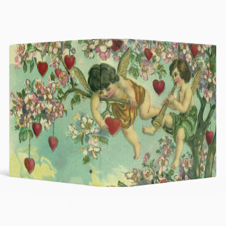 Victorian Valentines Day Cupids Vintage Heart Tree 3 Ring Binder