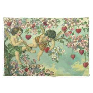 Victorian Valentines Day Cupids Vintage Heart Tree Placemat