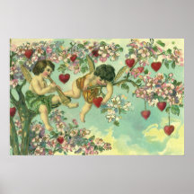 Victorian Valentines Day Cupids Vintage Heart Tree