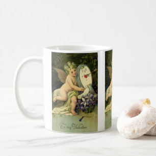 Victorian Valentines Day, Vintage Angel Love birds Coffee Mug