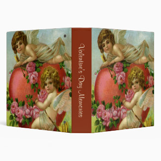 Victorian Valentines Day Vintage Angels Heart Rose 3 Ring Binder