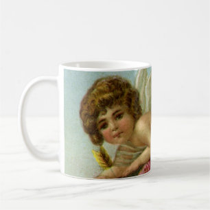 Victorian Valentines Day Vintage Angels Heart Rose Coffee Mug
