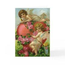 Victorian Valentines Day Vintage Angels Heart Rose