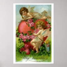 Victorian Valentines Day Vintage Angels Heart Rose