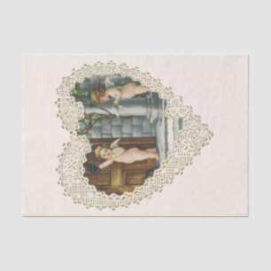 Victorian Valentine's Day, Vintage Angels w Letter Tissue Paper