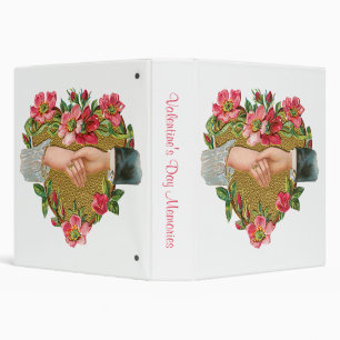 Victorian Valentine's Day, Vintage Hands w Flowers 3 Ring Binder