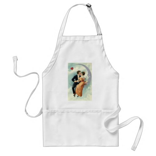 Victorian Valentines Day Vintage Kiss on the Moon Adult Apron