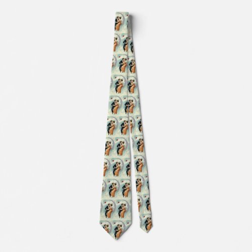 Victorian Valentines Day Vintage Kiss on the Moon Tie