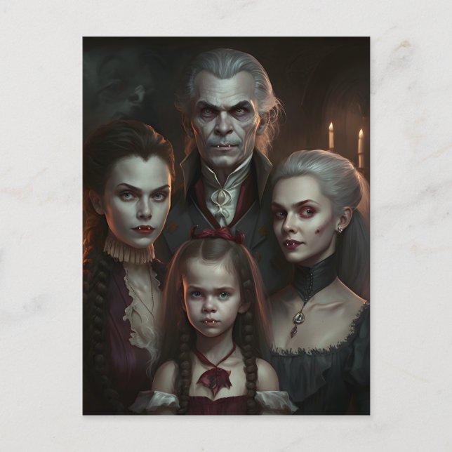 Victorian Vampire Family, Gothic Horror Postcard (Front)