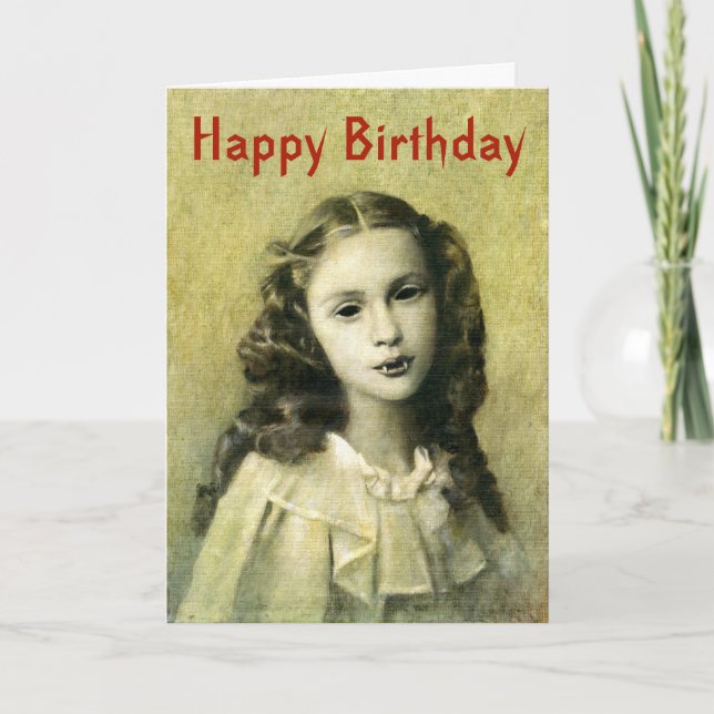 Victorian Vampire Girl Birthday Card (Front)