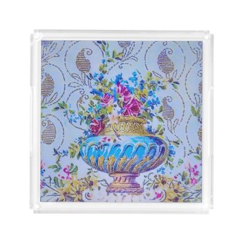 Victorian Vase Of Roses Acrylic Tray by LeAnnS123 at Zazzle