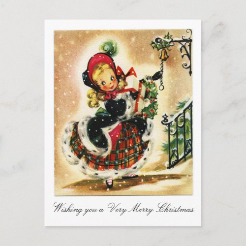 Victorian Very Merry Christmas Holiday Postcard