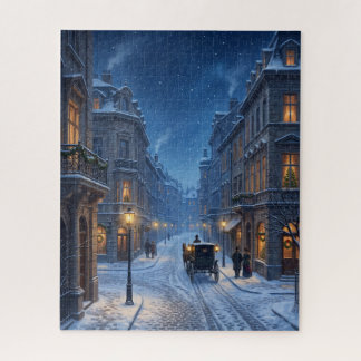 Victorian Vienna Christmas Eve Snowy Street Jigsaw Puzzle