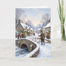 Victorian Village Geese Christmas Card