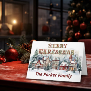 Victorian Village Merry Christmas Card
