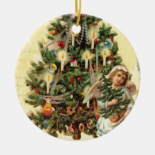 Victorian Vintage Angel Christmas Tree Ornament (Front)