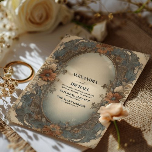 Victorian Vintage Art Nouveau Floral Wedding Invitation