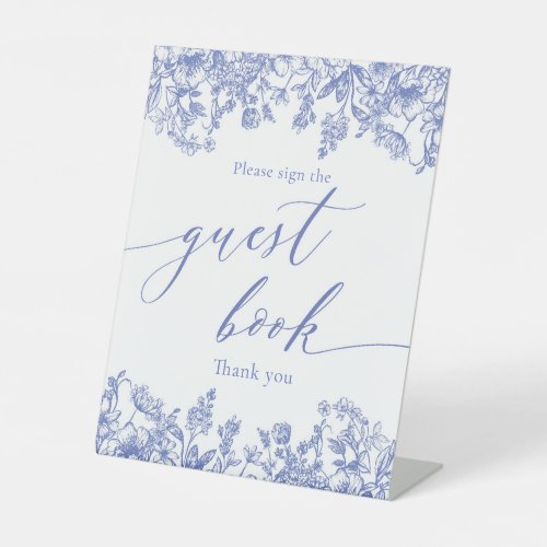 Victorian Vintage Blue Floral Guest Book Sign