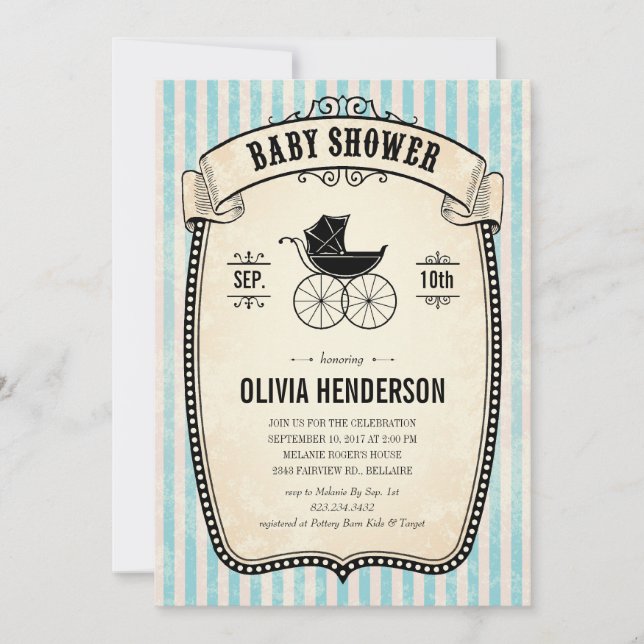 Victorian Vintage Boy Baby Shower Invitations (Front)
