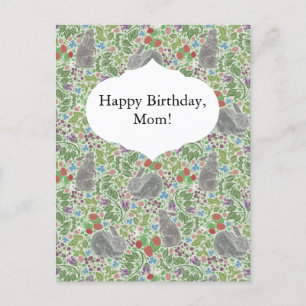 Victorian Vintage Bunny Rabbit Berry Garden Easter Postcard